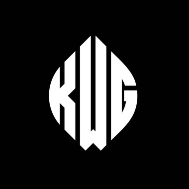 Çember ve elips şekilli KWG daire harf logosu tasarımı. Tipografik biçimli KWG elips harfleri. Üç baş harf daire şeklinde bir logo oluşturuyor. KWG Çember Amblemi Soyut Monogram Harf İşaretleyici Vektörü.
