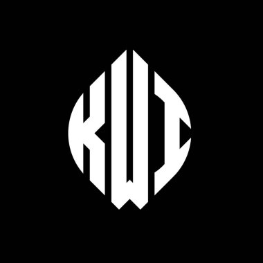 Çember ve elips şekilli KWI daire harf logosu tasarımı. KWI elips harfleri tipografik tarzda. Üç baş harf daire şeklinde bir logo oluşturuyor. KWI Çember Amblemi Soyut Monogram Harf İşaretleme Vektörü.