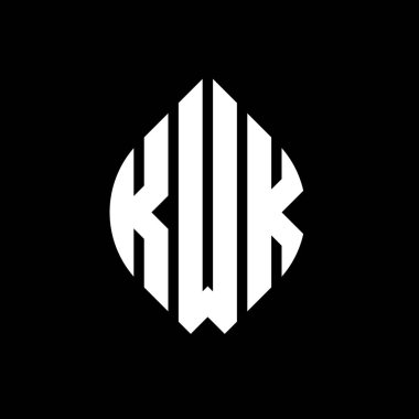 Çember ve elips şekilli KWK daire harf logosu tasarımı. Tipografik biçimli KWK elips harfleri. Üç baş harf daire şeklinde bir logo oluşturuyor. KWK Çemberi Amblemi Soyut Monogram Harf İşaretleyici Vektörü.