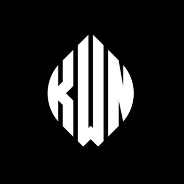 Çember ve elips şekilli KWN daire harf logosu tasarımı. KWN elips harfleri tipografik tarzda. Üç baş harf daire şeklinde bir logo oluşturuyor. KWN Çemberi Amblemi Soyut Monogram Harf İşaretleme Vektörü.