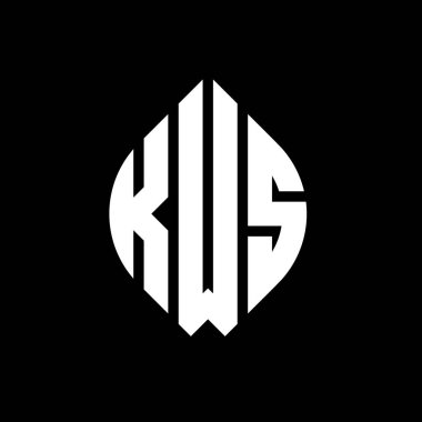 Çember ve elips şekilli KWS daire harf logosu tasarımı. Tipografik biçimli KWS elips harfleri. Üç baş harf daire şeklinde bir logo oluşturuyor. KWS Çemberi Amblemi Soyut Monogram Harf İşaretleyici Vektörü.