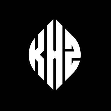 Çember ve elips şekilli KXZ daire harf logosu tasarımı. Tipografik biçimli KXZ elips harfleri. Üç baş harf daire şeklinde bir logo oluşturuyor. KXZ Çember Amblemi Soyut Monogram Harf İşaretleme Vektörü.
