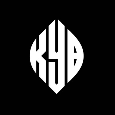 Çember ve elips şekilli KYB daire harf logosu tasarımı. Tipografik biçimli KYB elips harfleri. Üç baş harf daire şeklinde bir logo oluşturuyor. KYB Çember Amblemi Soyut Monogram Harf İşaretleyici Vektörü.