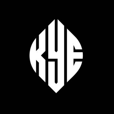 Çember ve elips şekilli KYE daire harf logosu tasarımı. Tipografik biçimli KYE elips harfleri. Üç baş harf daire şeklinde bir logo oluşturuyor. KYE Çember Amblemi Soyut Monogram Harf İşaretleyici Vektörü.