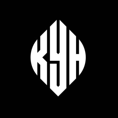 Çember ve elips şekilli KYH daire harf logosu tasarımı. Tipografik biçimli KYH elips harfleri. Üç baş harf daire şeklinde bir logo oluşturuyor. KYH Çember Amblemi Soyut Monogram Harf İşaretleme Vektörü.
