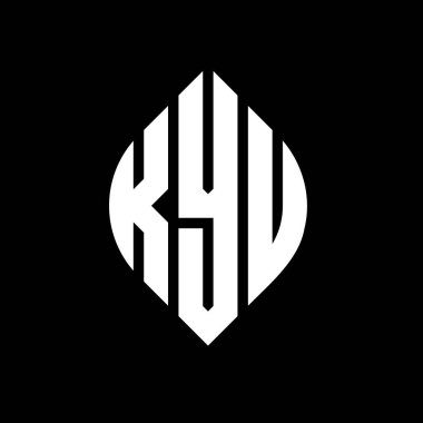 Çember ve elips şekilli Kyu daire harf logosu tasarımı. KYU elips harfleri tipografik tarzda. Üç baş harf daire şeklinde bir logo oluşturuyor. KYU Çember Amblemi Soyut Monogram Harf İşaretleyici Vektörü.