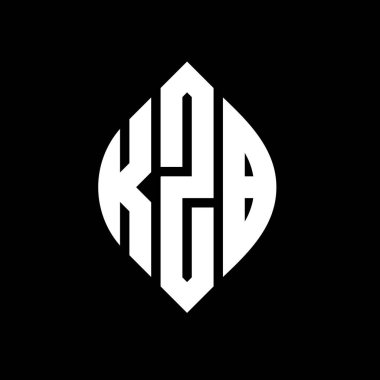 Çember ve elips şekilli KZB daire harf logosu tasarımı. Tipografik biçimli KZB elips harfleri. Üç baş harf daire şeklinde bir logo oluşturuyor. KZB Çemberi Amblemi Soyut Monogram Harf İşaretleme Vektörü.