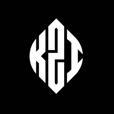 Çember ve elips şekilli KZI daire harf logosu tasarımı. Tipografik biçimli KZI elips harfleri. Üç baş harf daire şeklinde bir logo oluşturuyor. KZI Çemberi Amblemi Soyut Monogram Harf İşaretleme Vektörü.