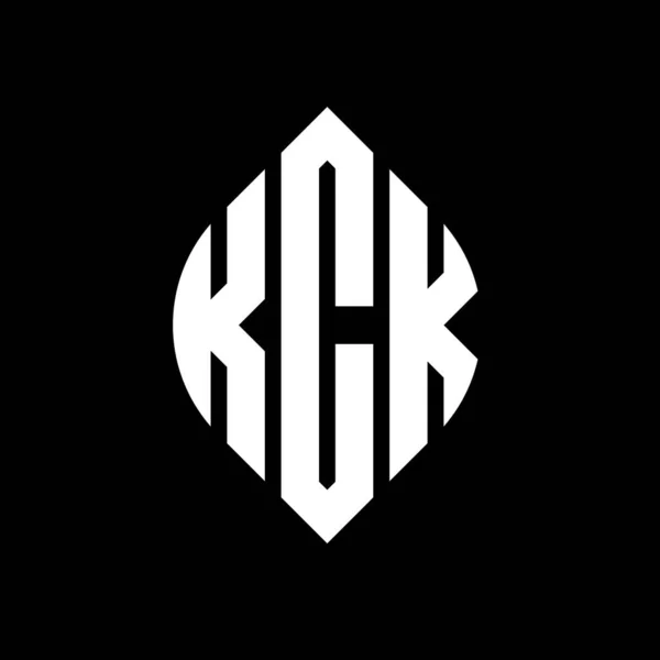 具有圆形和椭圆形状的Kck圆形字母标识设计 具有打字风格的Kck椭圆字母 这三个首字母构成一个圆形标识 Kck圆环标志摘要专有名称字母标记向量 — 图库矢量图片