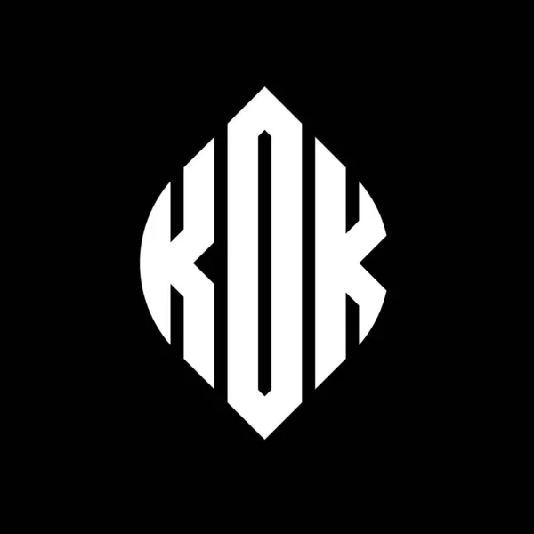 Дизайн Логотипу Літери Kdk Колом Формою Еліпса Kdk Еліпс Літери — стоковий вектор