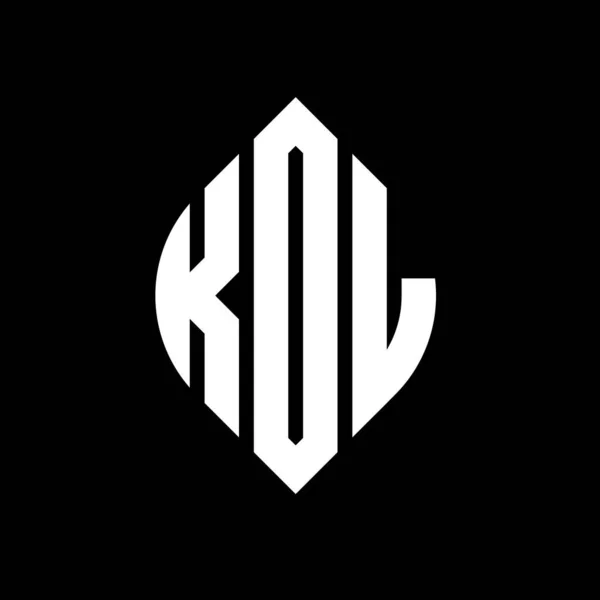 Çember Elips Şekilli Kdl Daire Harf Logosu Tasarımı Tipografik Biçimli — Stok Vektör