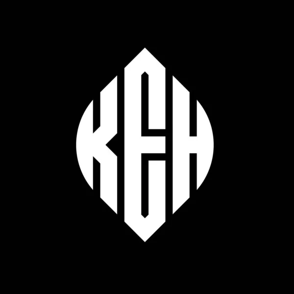 Çember Elips Şekilli Keh Daire Harf Logosu Tasarımı Tipografik Biçimli — Stok Vektör