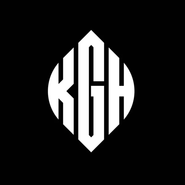 Çember Elips Şekilli Kgh Daire Harf Logosu Tasarımı Tipografik Biçimli — Stok Vektör