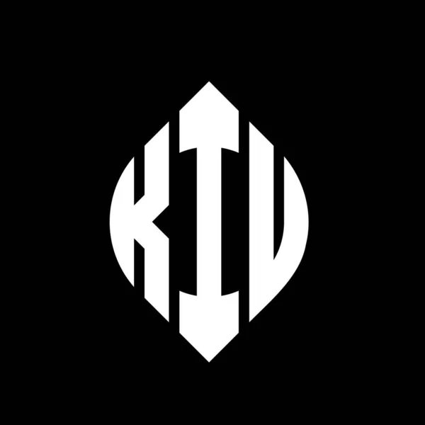 Kiu Σχέδιο Λογότυπο Γράμμα Κύκλο Κύκλο Και Σχήμα Έλλειψη Kiu — Διανυσματικό Αρχείο
