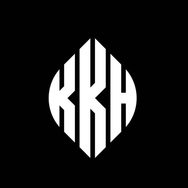 Çember Elips Şekilli Kkh Daire Harf Logosu Tasarımı Tipografik Biçimli — Stok Vektör