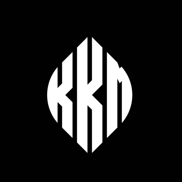Çember Elips Şekilli Kkm Daire Harf Logosu Tasarımı Tipografik Biçimli — Stok Vektör