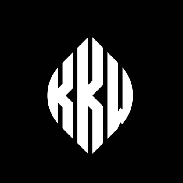 Çember Elips Şekilli Kkw Daire Harf Logosu Tasarımı Tipografik Biçimli — Stok Vektör