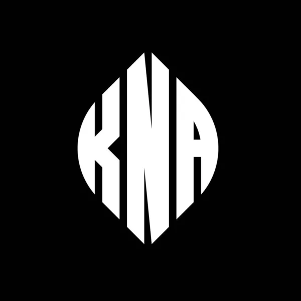 Kna Circle Letter Logo Design Circle Ellipse Shape Kna Ellipse — стоковый вектор