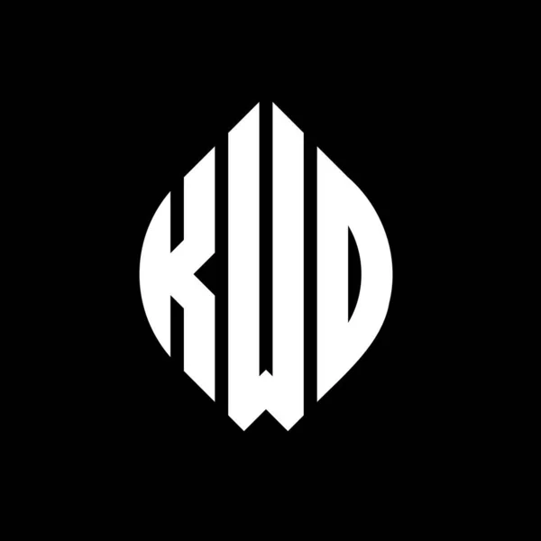 Kwd Círculo Carta Logotipo Design Com Forma Círculo Elipse Letras — Vetor de Stock