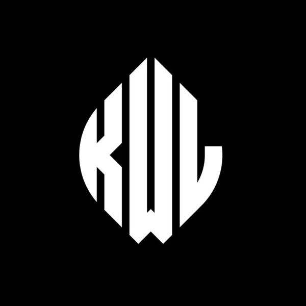 Çember Elips Şekilli Kwl Daire Harf Logosu Tasarımı Tipografik Biçimli — Stok Vektör