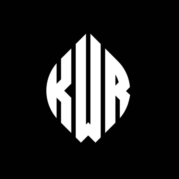 Çember Elips Şekilli Kwr Daire Harf Logosu Tasarımı Tipografik Biçimli — Stok Vektör