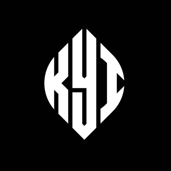 Çember Elips Şekilli Kyi Daire Harf Logosu Tasarımı Tipografik Şekilli — Stok Vektör