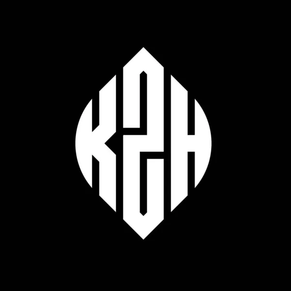 Çember Elips Şekilli Kzh Daire Harf Logosu Tasarımı Tipografik Biçimli — Stok Vektör