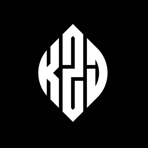 Kzj Σχέδιο Λογότυπο Γράμμα Κύκλο Κύκλο Και Σχήμα Έλλειψης Kzj — Διανυσματικό Αρχείο