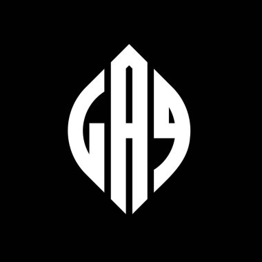 Çember ve elips şekilli LAQ daire harf logosu tasarımı. Tipografik tarzda LAQ elips harfleri. Üç baş harf daire şeklinde bir logo oluşturuyor. LAQ Çemberi Amblemi Soyut Monogram Harf İşaretleyici Vektörü.
