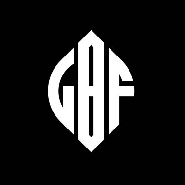 Çember ve elips şekilli LBF daire harf logosu tasarımı. Tipografik biçimli LBF elips harfleri. Üç baş harf daire şeklinde bir logo oluşturuyor. LBF Çember Amblemi Soyut Monogram Harf İşaretleyici Vektörü.