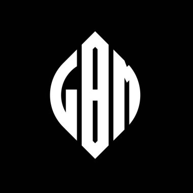 Çember ve elips şekilli LBM daire harf logosu tasarımı. Tipografik biçimli LBM elips harfleri. Üç baş harf daire şeklinde bir logo oluşturuyor. LBM Çember Amblemi Soyut Monogram Harf İşaretleme Vektörü.