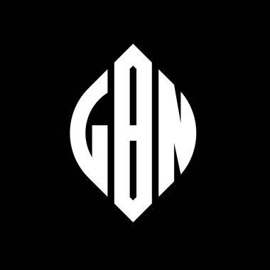 Çember ve elips şekilli LBN daire harf logosu tasarımı. Tipografik biçimli LBN elips harfleri. Üç baş harf daire şeklinde bir logo oluşturuyor. LBN Çember Amblemi Soyut Monogram Harf İşaretleyici Vektörü.