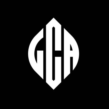 Çember ve elips şekilli LCA daire harf logosu tasarımı. Tipografik biçimli LCA elips harfleri. Üç baş harf daire şeklinde bir logo oluşturuyor. LCA Çemberi Amblemi Soyut Monogram Harf İşaretleme Vektörü.