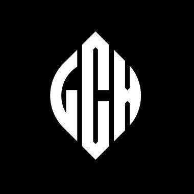 Çember ve elips şekilli LCX daire harf logosu tasarımı. Tipografik biçimli LCX elips harfleri. Üç baş harf daire şeklinde bir logo oluşturuyor. LCX Çember Amblemi Soyut Monogram Harf İşaretleyici Vektörü.