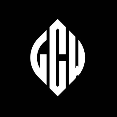 Çember ve elips şekilli LCW daire harf logosu tasarımı. Tipografik biçimli LCW elips harfleri. Üç baş harf daire şeklinde bir logo oluşturuyor. LCW Çember Amblemi Soyut Monogram Harf İşaretleyici Vektörü.