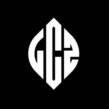 Çember ve elips şekilli LCZ daire harf logosu tasarımı. Tipografik biçimli LCZ elips harfleri. Üç baş harf daire şeklinde bir logo oluşturuyor. LCZ Çember Amblemi Soyut Monogram Harf İşaretleyici Vektörü.