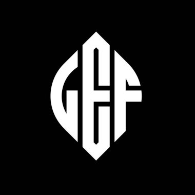 Çember ve elips şekilli LEF daire harf logosu tasarımı. Tipografik biçimli LEF elips harfleri. Üç baş harf daire şeklinde bir logo oluşturuyor. LEF Çember Amblemi Soyut Monogram Harf İşaretleyici Vektörü.