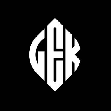Çember ve elips şekilli LEK daire harf logosu tasarımı. Tipografik biçimli LEK elips harfleri. Üç baş harf daire şeklinde bir logo oluşturuyor. LEK Çember Amblemi Soyut Monogram Harf İşaretleme Vektörü.