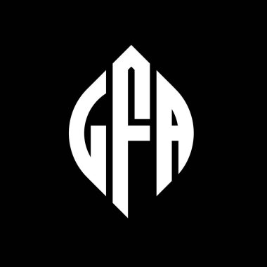 Çember ve elips şekilli LFA daire harf logosu tasarımı. Tipografik biçimli LFA elips harfleri. Üç baş harf daire şeklinde bir logo oluşturuyor. LFA Çember Amblemi Soyut Monogram Harf İşaretleme Vektörü.