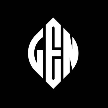 Çember ve elips şekilli LEN daire harf logosu tasarımı. LEN elips harfleri tipografik tarzda. Üç baş harf daire şeklinde bir logo oluşturuyor. LEN Çember Amblemi Soyut Monogram Harf İşaretleme Vektörü.