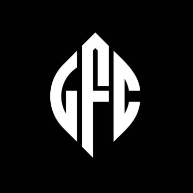 Çember ve elips şekilli LFC daire harf logosu tasarımı. Tipografik biçimli LFC elips harfleri. Üç baş harf daire şeklinde bir logo oluşturuyor. LFC Çember Amblemi Soyut Monogram Harf İşaretleyici Vektörü.