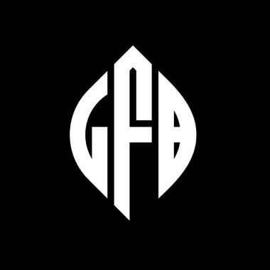 Çember ve elips şekilli LFB daire harf logosu tasarımı. Tipografik biçimli LFB elips harfleri. Üç baş harf daire şeklinde bir logo oluşturuyor. LFB Çember Amblemi Soyut Monogram Harf İşaretleyici Vektörü.