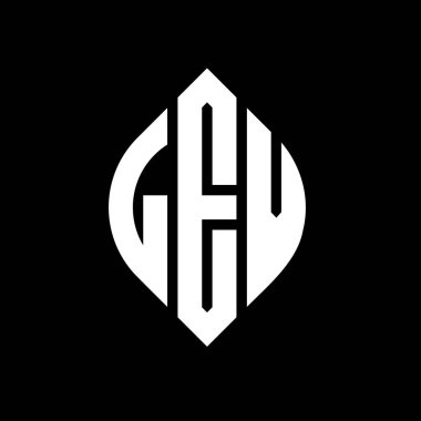 Çember ve elips şekilli LEV daire harf logosu tasarımı. Tipografik biçimli LEV elips harfleri. Üç baş harf daire şeklinde bir logo oluşturuyor. LEV Çember Amblemi Soyut Monogram Harf İşaretleme Vektörü.