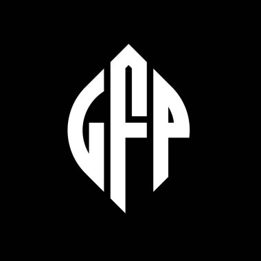 Çember ve elips şekilli LFP daire harf logosu tasarımı. Tipografik biçimli LFP elips harfleri. Üç baş harf daire şeklinde bir logo oluşturuyor. LFP Çember Amblemi Soyut Monogram Harf İşaretleyici Vektörü.