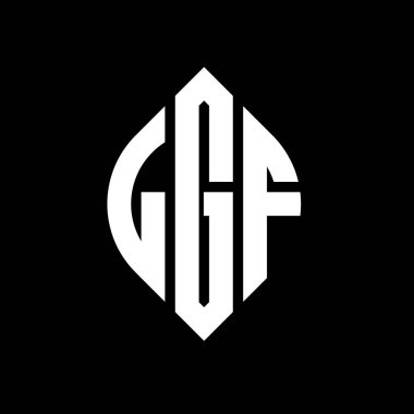 Çember ve elips şekilli LGF daire harf logosu tasarımı. Tipografik biçimli LGF elips harfleri. Üç baş harf daire şeklinde bir logo oluşturuyor. LGF Çember Amblemi Soyut Monogram Harf İşaretleyici Vektörü.