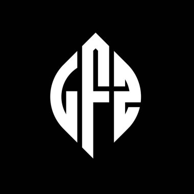 Çember ve elips şekilli LFZ daire harf logosu tasarımı. Tipografik biçimli LFZ elips harfleri. Üç baş harf daire şeklinde bir logo oluşturuyor. LFZ Çemberi Amblemi Soyut Monogram Harf İşareti Vektörü. LFZ daire harfli logo tasarımı daire ve ellip