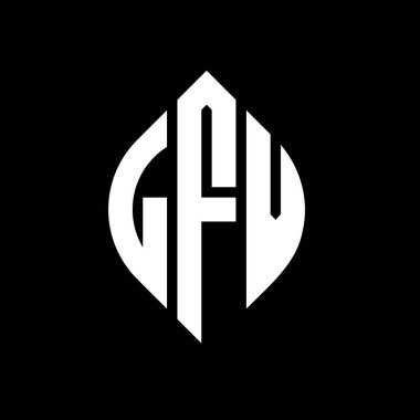 Çember ve elips şekilli LFV daire harf logosu tasarımı. Tipografik biçimli LFV elips harfleri. Üç baş harf daire şeklinde bir logo oluşturuyor. LFV Çember Amblemi Soyut Monogram Harf İşaretleyici Vektörü.
