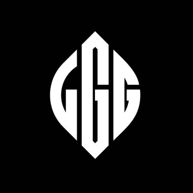 Çember ve elips şekilli LGG daire harf logosu tasarımı. Tipografik biçimli LGG elips harfleri. Üç baş harf daire şeklinde bir logo oluşturuyor. LGG Çember Amblemi Soyut Monogram Harf İşaretleyici Vektörü.