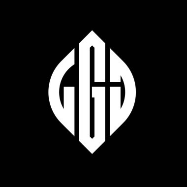 Çember ve elips şekilli LGJ daire harf logosu tasarımı. Tipografik tarzda LGJ elips harfleri. Üç baş harf daire şeklinde bir logo oluşturuyor. LGJ Çember Amblemi Soyut Monogram Harf İşaretleyici Vektörü.