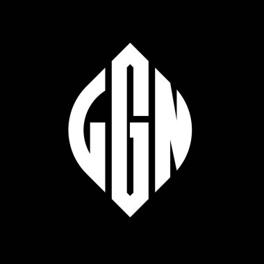 Çember ve elips şekilli LGN daire harf logosu tasarımı. Tipografik biçimli LGN elips harfleri. Üç baş harf daire şeklinde bir logo oluşturuyor. LGN Çember Amblemi Soyut Monogram Harf İşaretleyici Vektörü.